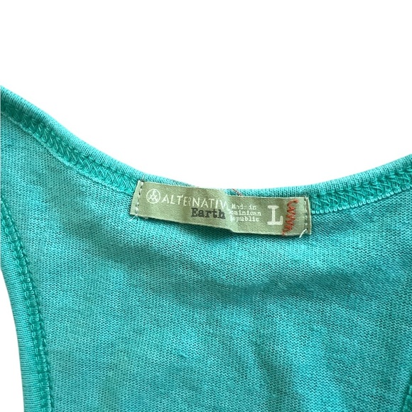 Alternative Earth Women's Turquoise Racerback Ruched Side Slit Maxi Dress - Picture 6 of 8